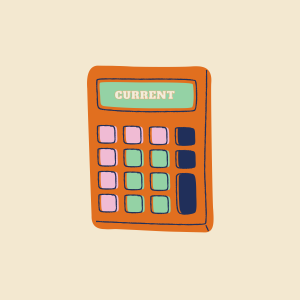 Calculator with current in display