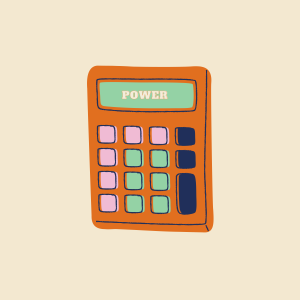 Calculator with power in display